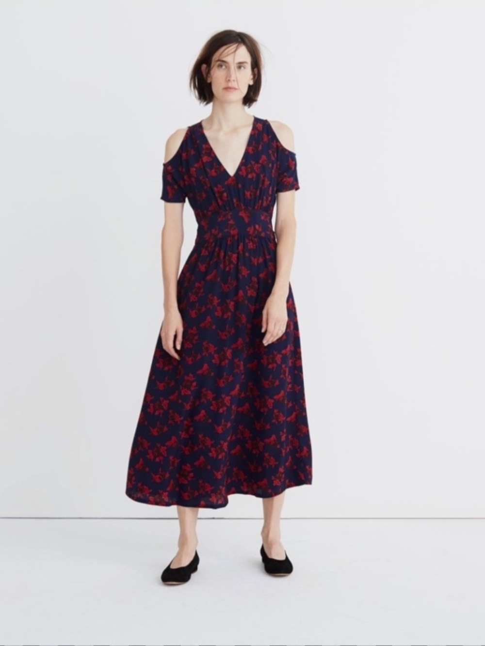 Madewell x No. 6 Beacon Dress Size 6 100% Silk Blue Maroon Romantic Light Airy